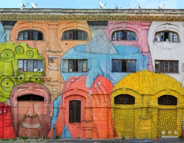 Colorful Face Mural Art on the Streets of Rome