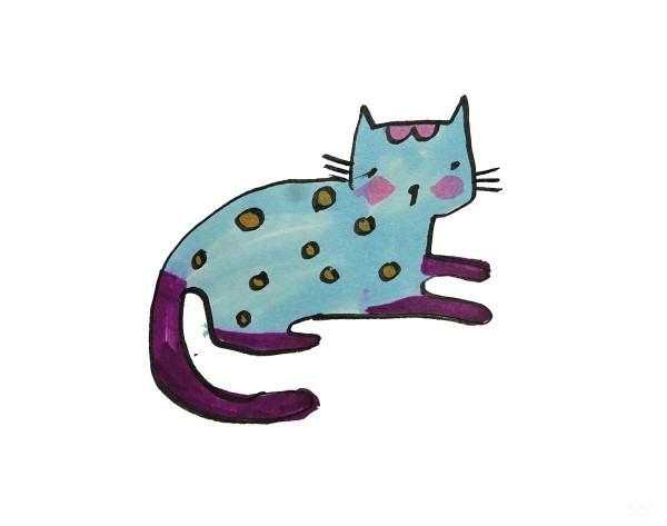 Learn to draw simple strokes, leopard print kitten