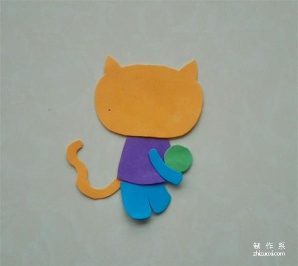 Childrens handcrafts use sponge paper to make cute cats, toddlers and childrens creative pasting paintings