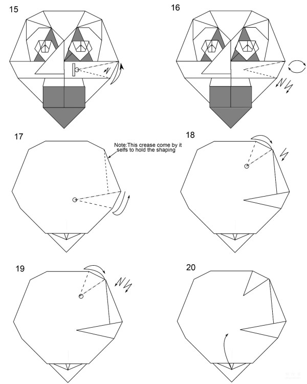 Paper art hand-made origami art, Morisue Keis ugly mask hand-made origami drawing tutorial