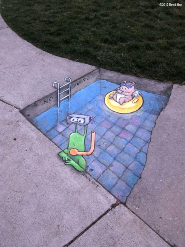 Creative 3D colorful chalk drawing