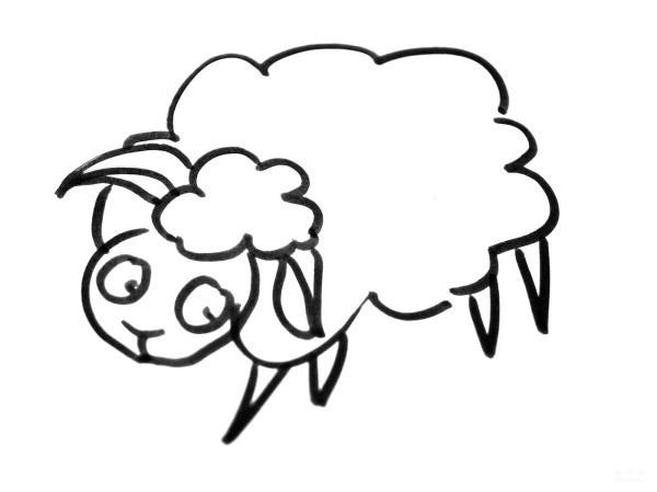 Learn to draw simple strokes, tutorial on how to draw a little sheep