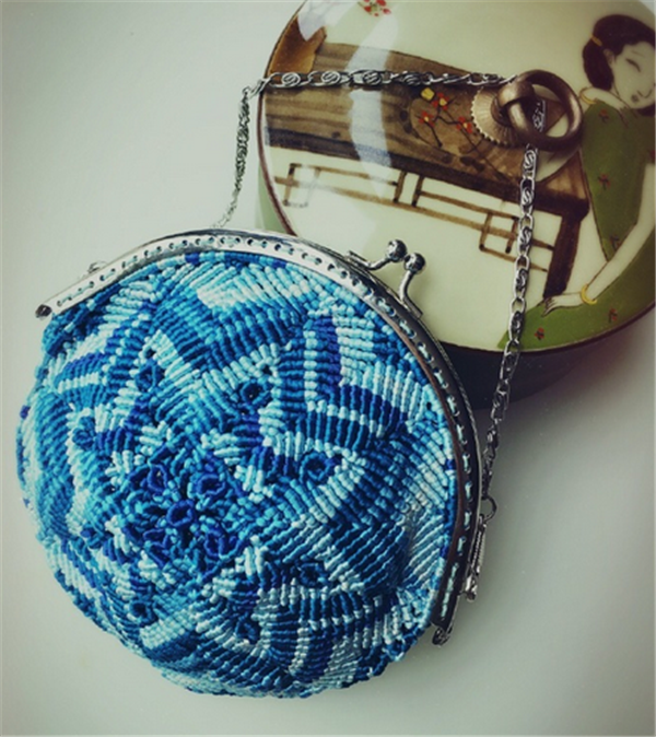 Handwoven DIY beautiful blue lotus ethnic style crossbody bag