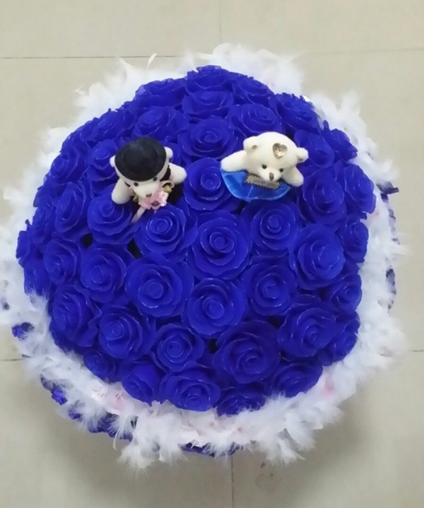 Handmade beautiful blue rose screen flower