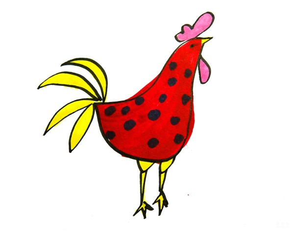 Learn to draw a simple drawing of a brave big rooster