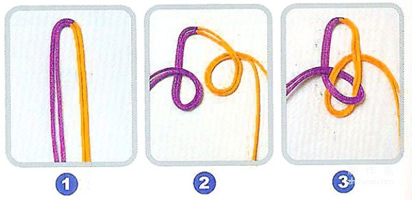 Illustration of the knitting method of the Chinese dragonfly knot, tutorial on how to tie the dragonfly knot