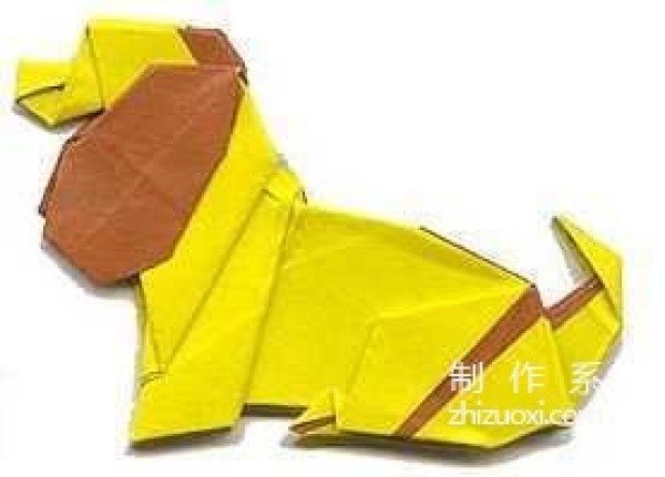 Paper art hand-making tutorial, Liu Xihua Hsi-hua Liu Crouching puppy hand-made origami illustrated tutorial