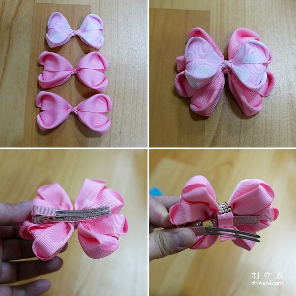 Hand-made beautiful head flowers with ribbons, hand-made methods for shiny fat fat love bow hair accessories and hairpins