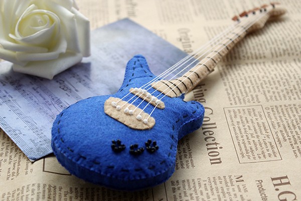 Non-woven handmade DIY simulated blue electric bass guitar