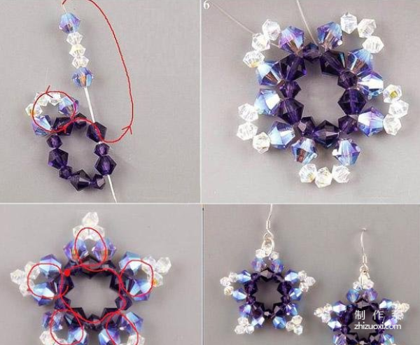 How to hand-make sparkling and beautiful five-pointed star beaded crystal earrings with crystal beads