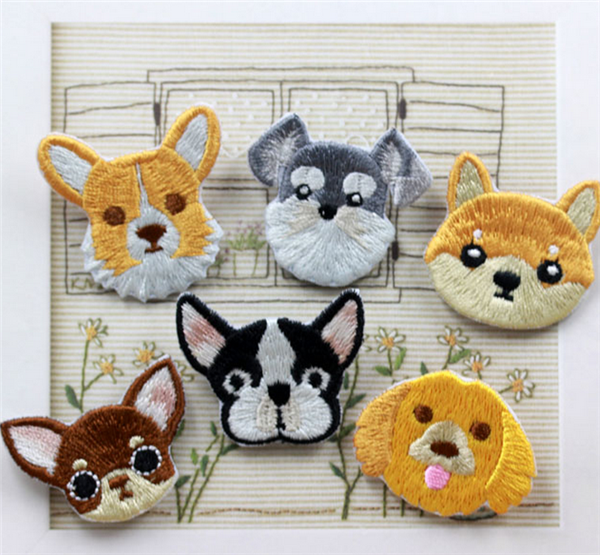 DIY hand embroidery of various cute puppy clothes patches