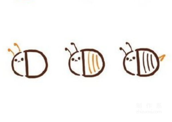 Learn to draw simple strokes, cute little bee