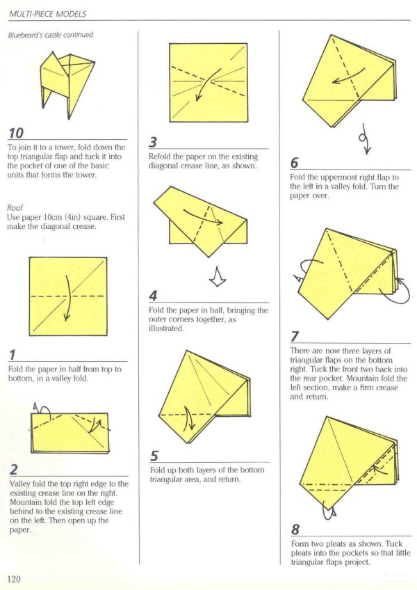 Paper art hand-making tutorial, creative combination origami Bluebeards Castle hand-made origami drawing tutorial