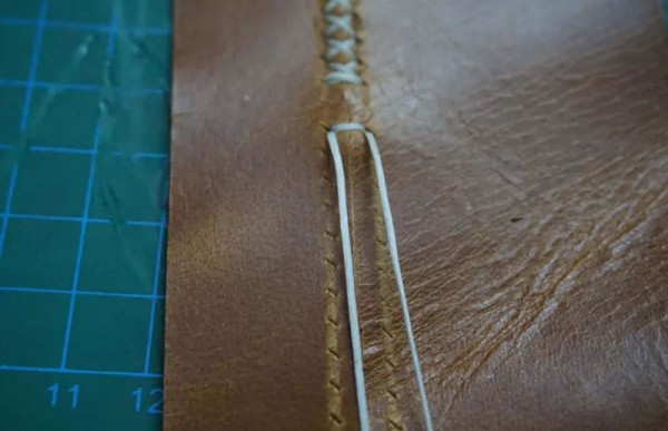 Handmade leather stitching