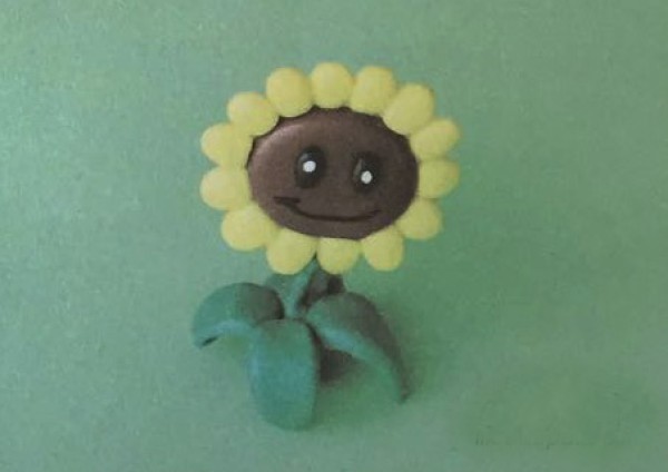 Illustration of handmade sunflowers made from colored clay