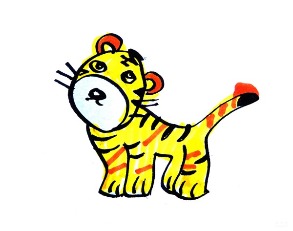 Learn to draw simple drawings of cute little tigers