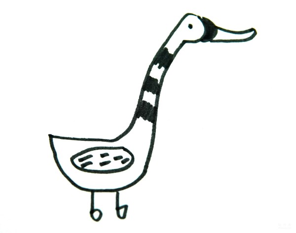 Learn to draw simple drawings, duck with long neck