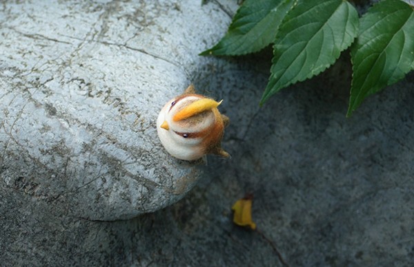 Appreciation of wool felt handmade DIY bird products in the mountains