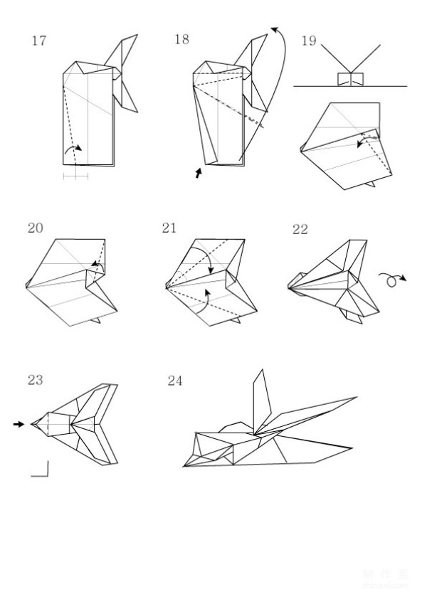 Handmade origami art, Lee Jae Gu F-117 fighter jet handmade origami illustrated tutorial