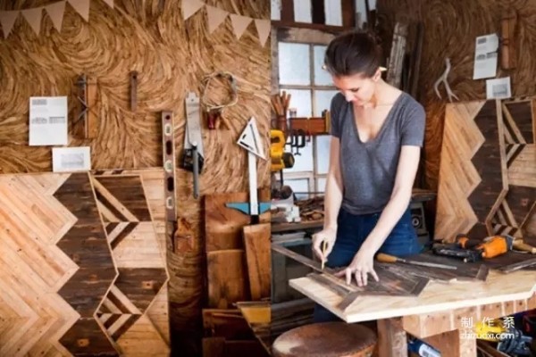 She is the most beautiful carpenter, turning piles of scrap wood into hot works of art