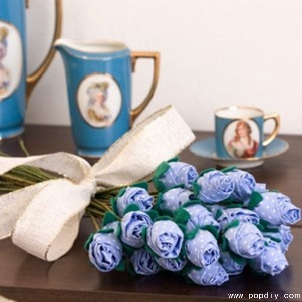 Fabric DIY creative handmade beautiful blue roses