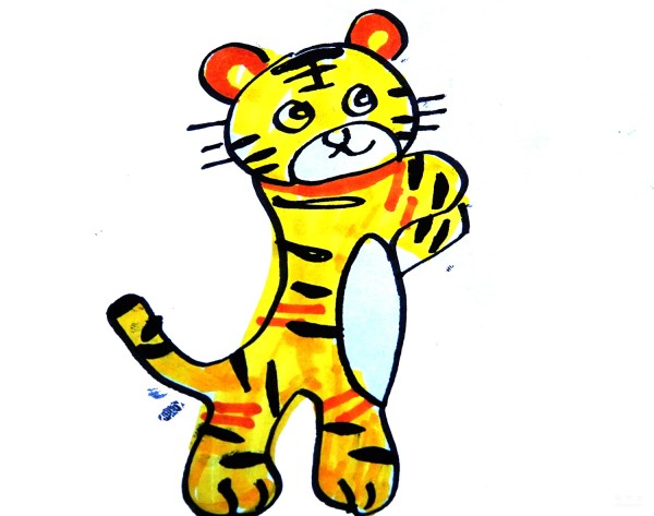 Learn to draw simple drawings, little tigers playing