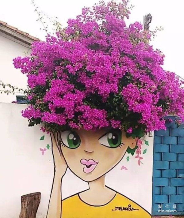 Street art that combines painting and nature