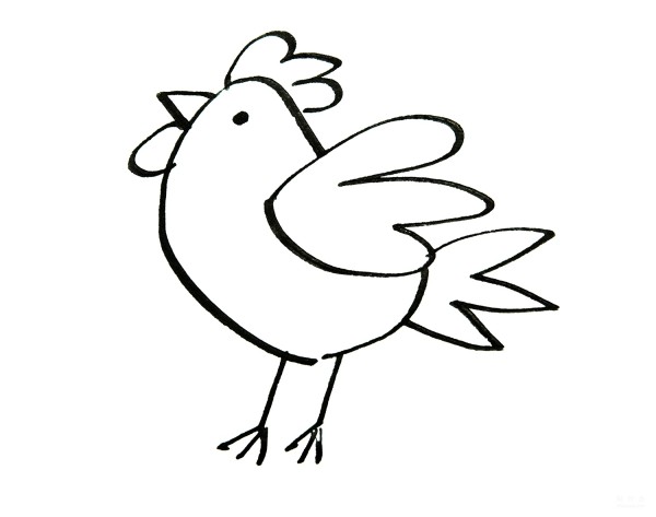 Learn to draw simple drawings, big green rooster