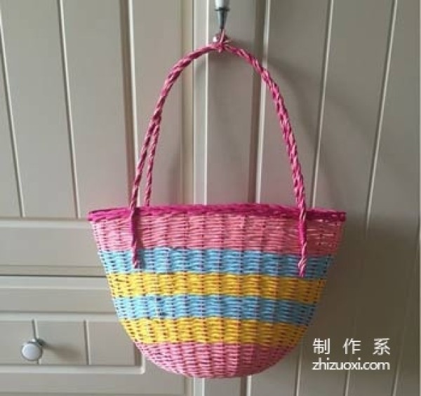 Hand-woven small shoulder basket tutorial colorful small hurdle weaving tutorial