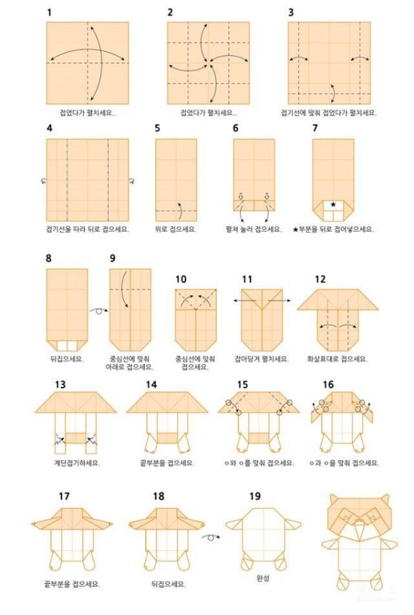 Paper art hand-making tutorial, Jassu combination origami cartoon bear hand-made origami drawing tutorial