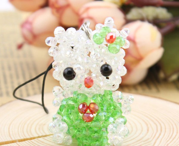 Appreciation of the hand-beaded crystal clear love kitty cat pendant product