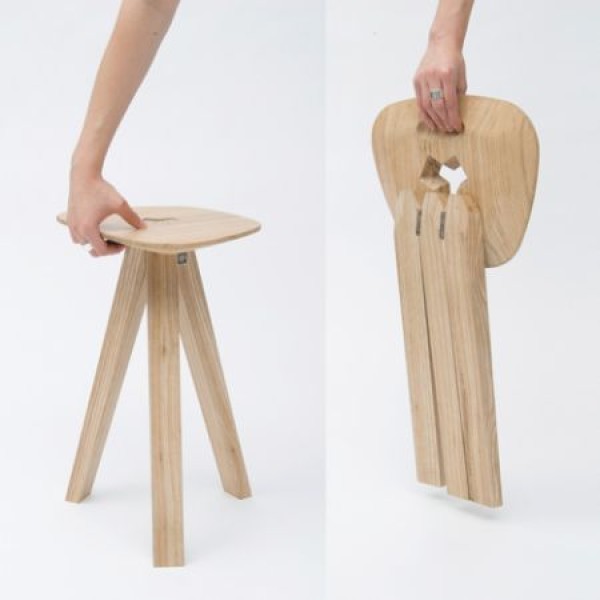 Three-legged folding stool