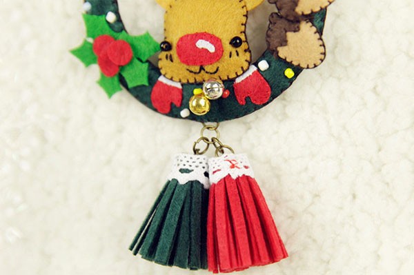 Jingle bell pendant festive Christmas deer non-woven handmade fabric