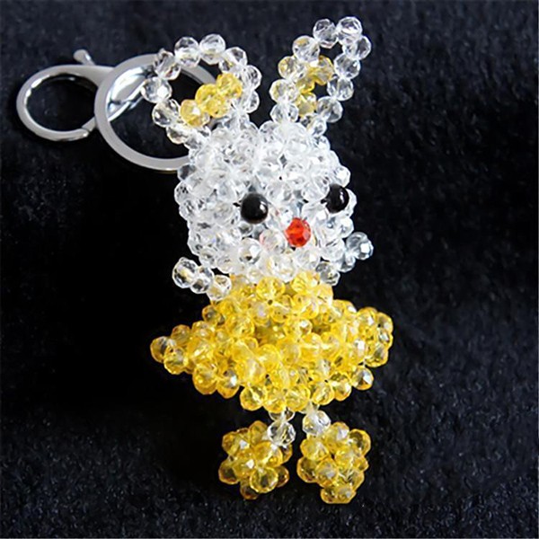 Appreciation of DIY handmade crystal beaded cute zodiac Rabbit ornaments