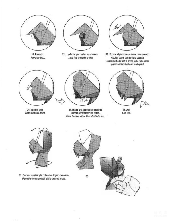 Paper craft hand-making tutorial, Roman Diaz origami pigeon hand-made origami drawing tutorial