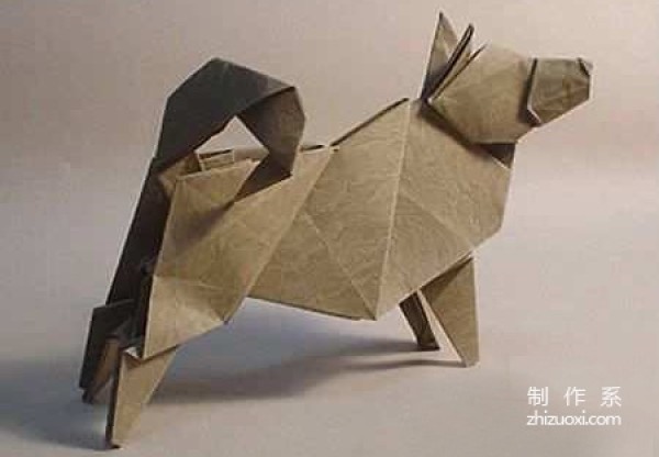 Paper art handmade origami art, Komatsu Hideo dog handmade origami drawing tutorial