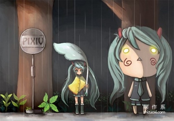 After Totoro waited for the train in the rain, they all came too