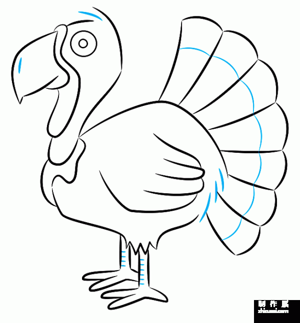 A collection of step-by-step pictures of simple drawings for kindergarten children, simple drawings of cute little animals, simple drawing methods of colored turkeys