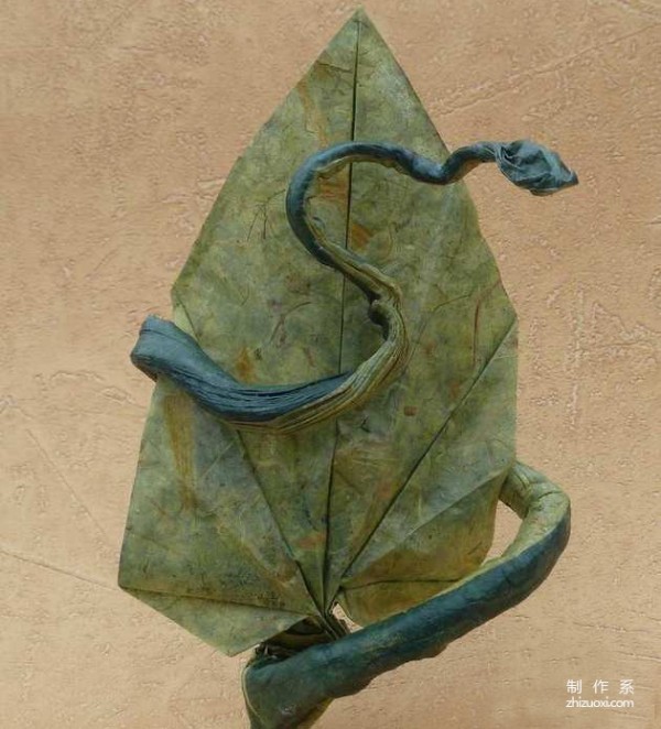 Paper art handmade origami art, Sebastien Limet leaf snake Twist round creative handmade origami drawing tutorial