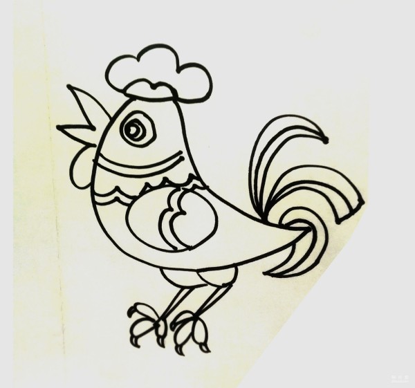 Learn to draw simple drawings, big red rooster