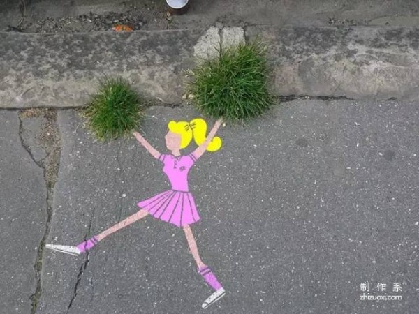 Street art that combines painting and nature