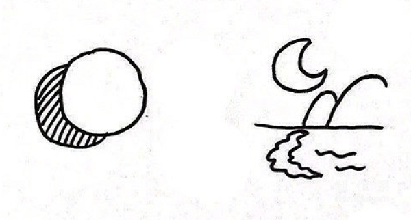 Learn to draw simple drawings, simple drawings of the moon