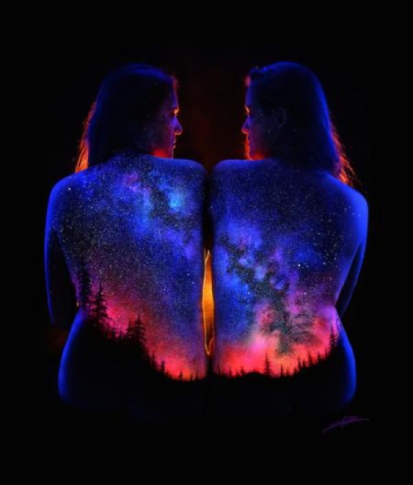 Beautiful human body night scene art