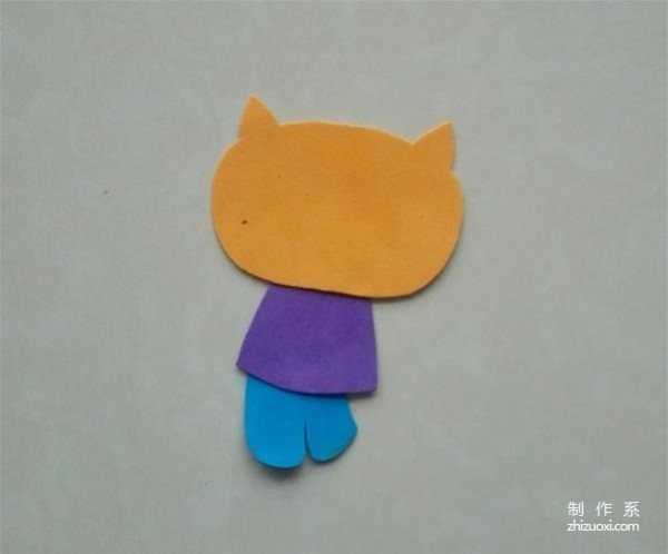 Childrens handcrafts use sponge paper to make cute cats, toddlers and childrens creative pasting paintings