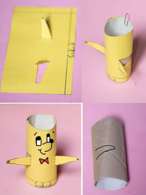 Small family tutorial on using paper tubes to make family portraits