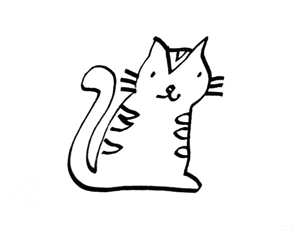 Learn to draw simple drawings, patterned cats