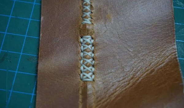 Handmade leather stitching