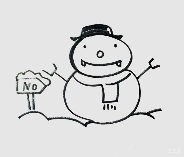 A collection of simple simple drawing pictures for kindergarten children, a simple drawing method of a cute snowman