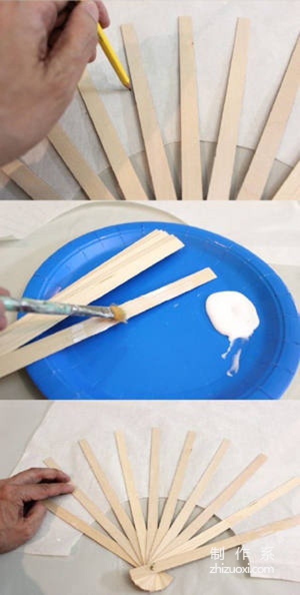 How to make a handmade paper fan, traditional wooden handle paper fan handmade tutorial