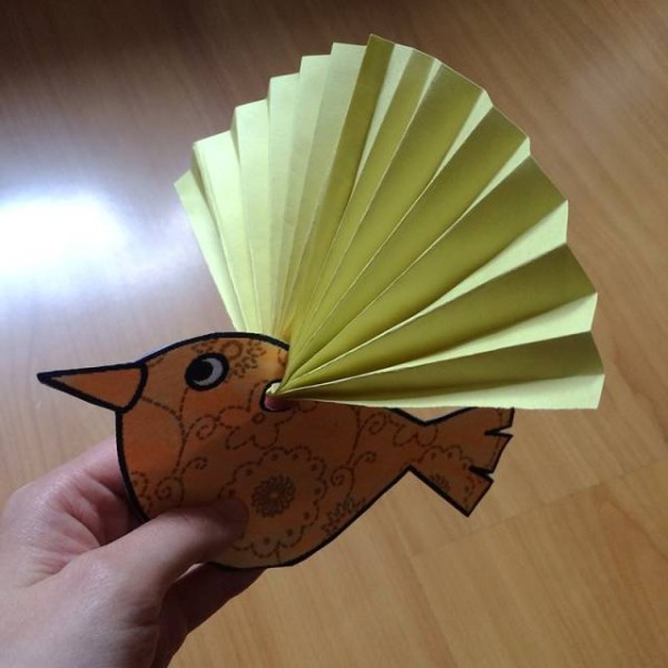 Origami tutorial on how to make a bird with wings